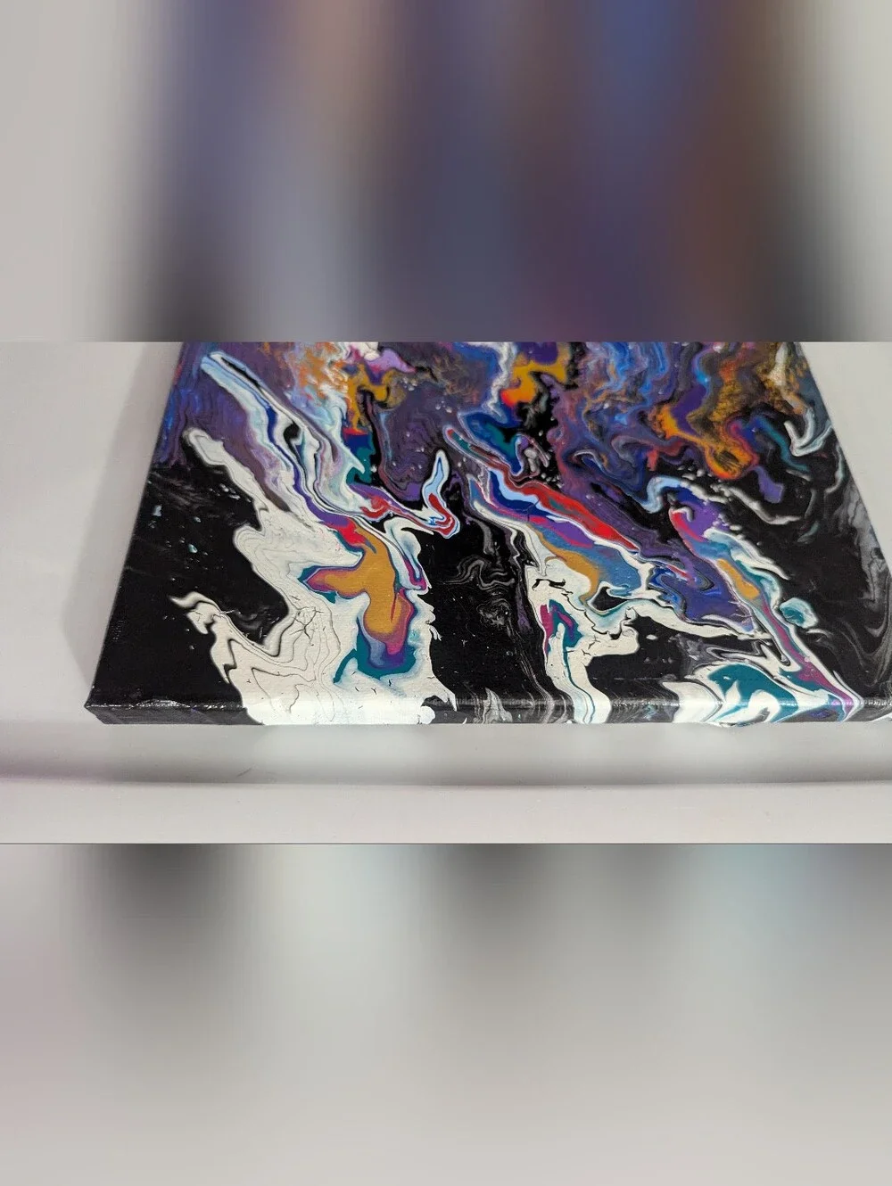 Abstract Fluid Pour Painting Blue Black Acrylic 8
